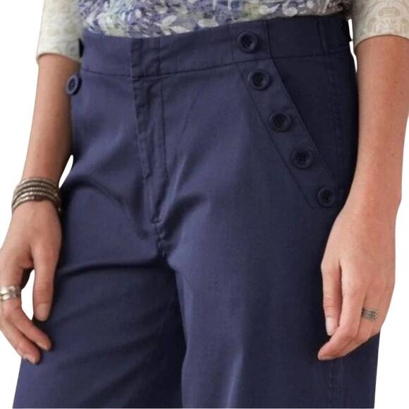 Sundance Black Coastal Cove Buttons Pockets Wide Leg Linen Sailor Pants Size 8 - Picture 5 of 12